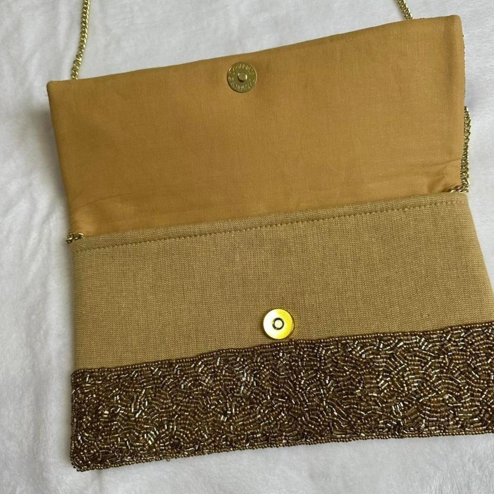 Gold seed‎ beads clutch bag - Picture 3 of 7